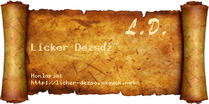 Licker Dezső névjegykártya